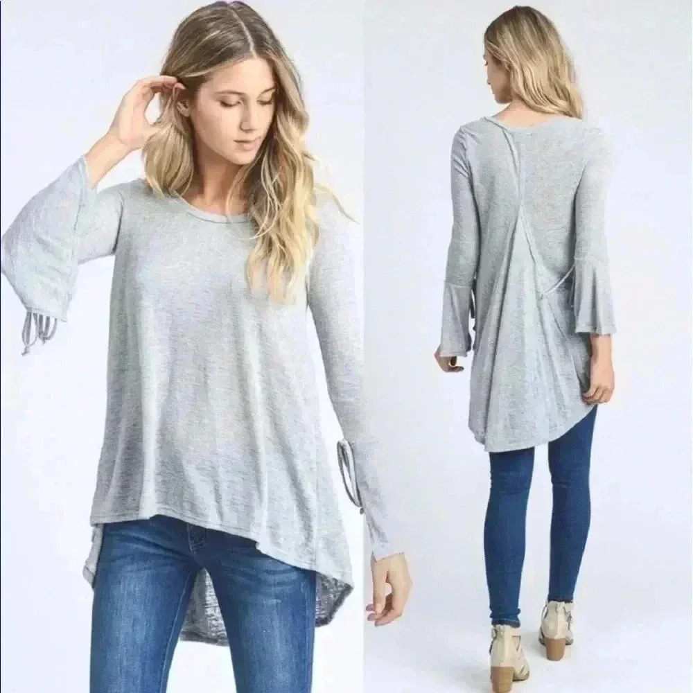 "Kimmie" Knit long sleeves w tie sleeves